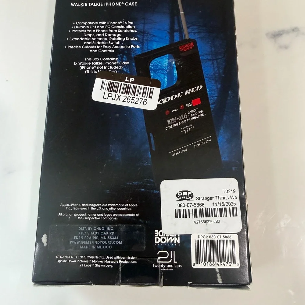 Stranger Things Code Red Walkie Talkie Case for iPhone 16 Pro Netflix Retro Blk